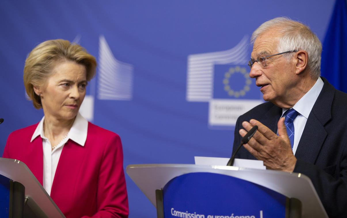 <p>Zwei weiße Flecken auf der Weltkarte: EU-Kommissionspräsidentin Ursula von der Leyen und ihr Außenbeauftragter Josep Borrell.</p>