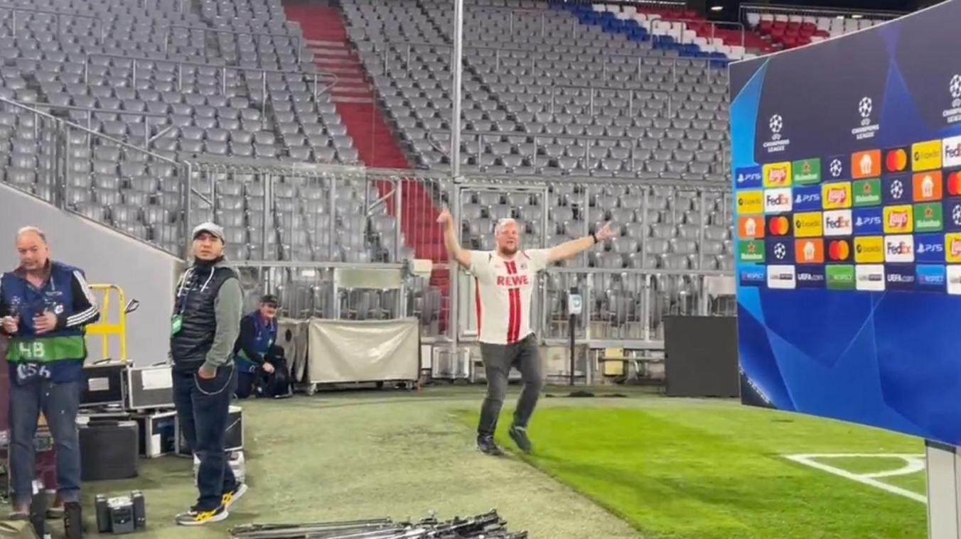 <p>[Video] Köln-Fan sorgt für Lacher: Betrunken auf den Rasen der Allianz-Arena</p>
