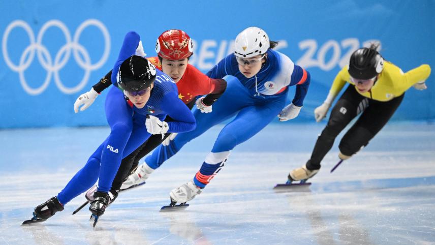 <p>Hanne Desmet (ganz rechts) erreichte bei ihren ersten Winterspielen direkt das Finale.</p>