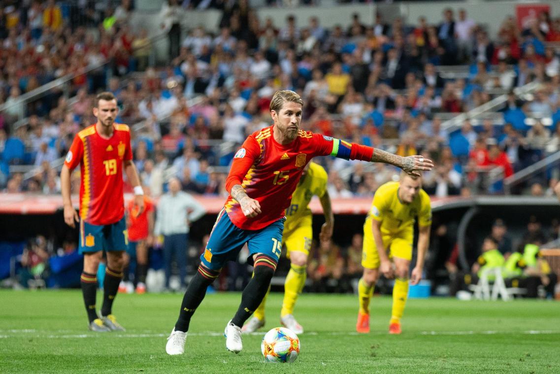 <p>Kapitän Sergio Ramos brachte Spanien durch einen Elfmeter mit 1:0 in Führung.</p>