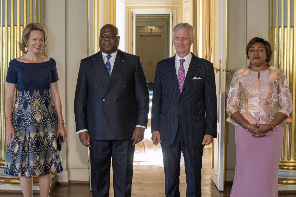 <p>König Philippe und Königin Mathilde empfingen den kongolesischen Präsidenten Tshisekedi und dessen Gemahlin am Mittag im Stadtschloss.</p>