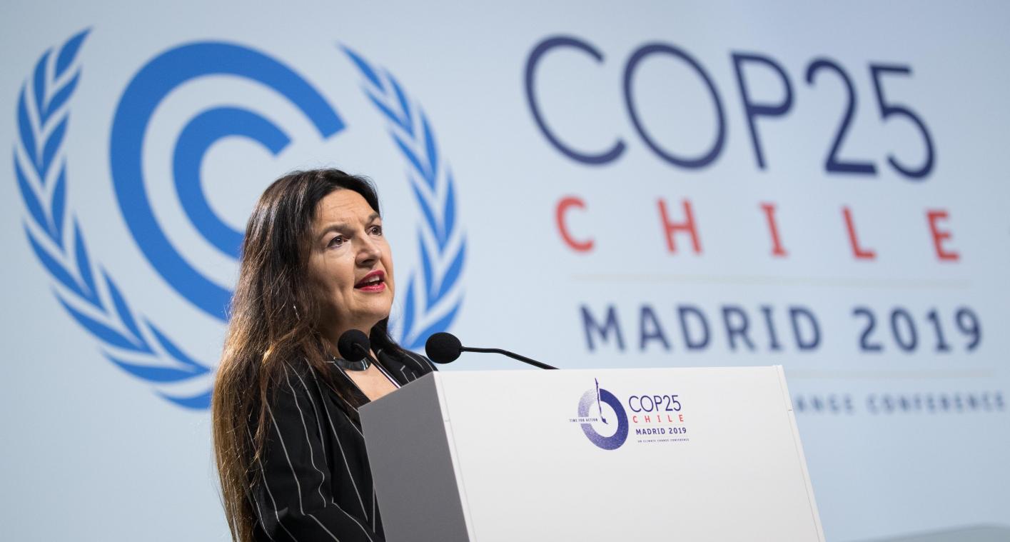 <p>Marie-Christine Marghem in Madrid</p>