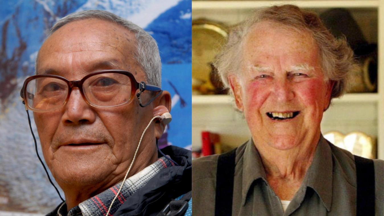 <p>Im Mai 1953 bewältigten Edmund Hillary (rechts) und der Sherpa Tenzing Norgay (links) als erste Menschen den Mount Everest.</p>