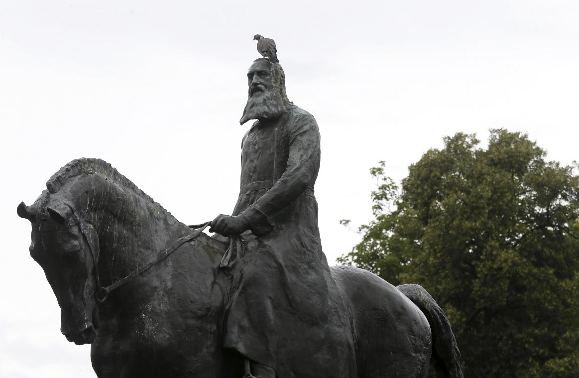<p>Eine Statue von König Leopold II. in Brüssel.</p>