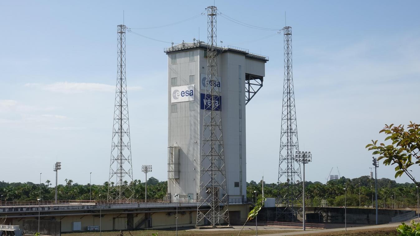 <p>Eine Startanlage für Vega-Rakeeten auf dem Gelände des Weltraumbahnhofs Kourou in Französisch-Guayana.</p>