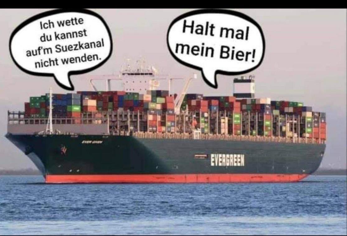 <p>Das Internet wurde mit Memes zum Thema Suezkanal-Blockade buchstäblich überschwemmt.</p>