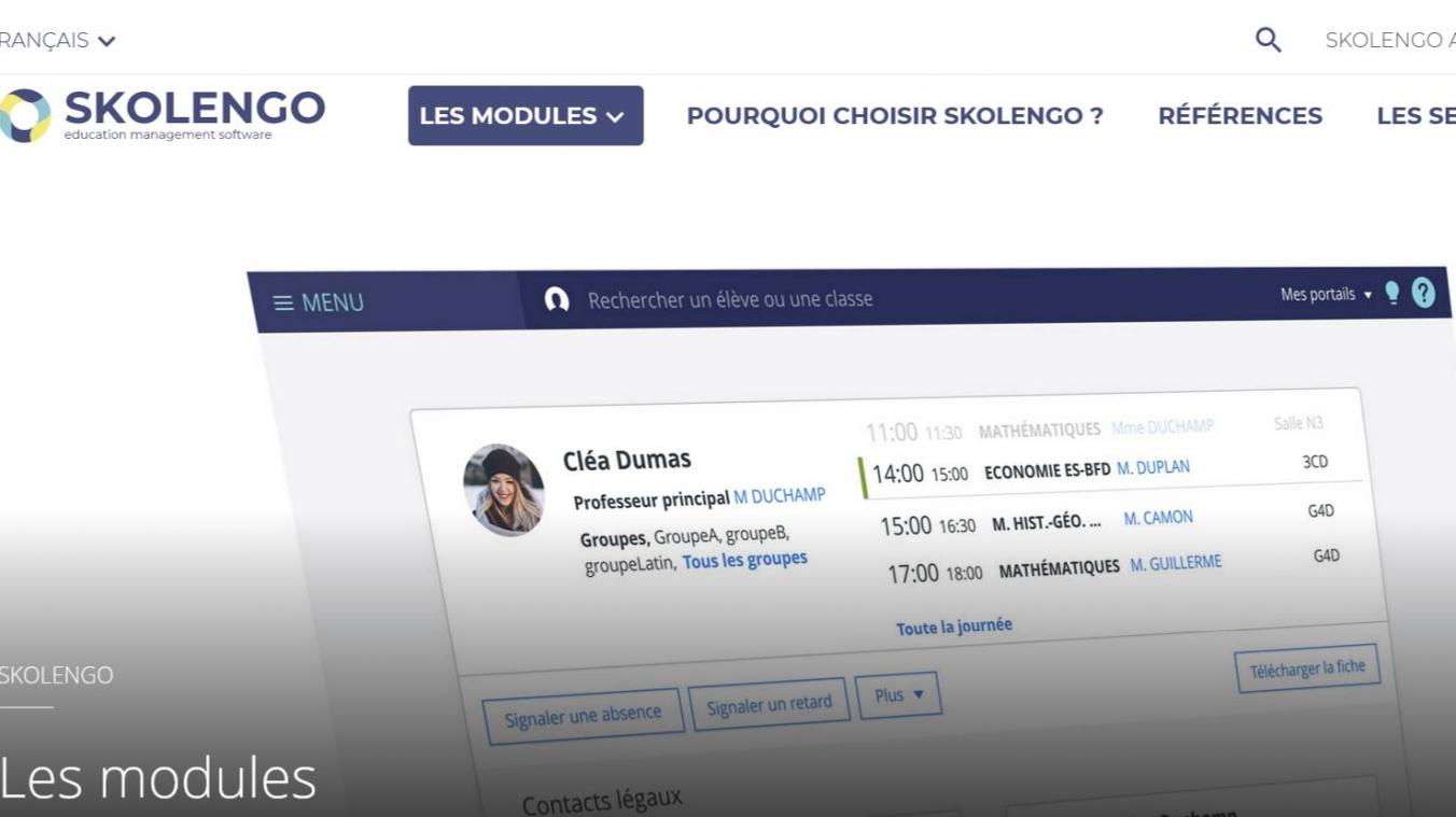 <p>Blick auf die Website mit der multifunktionalen Software „Skolengo“</p>