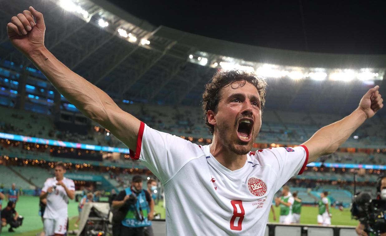 <p>Thomas Delaney hatten die Dänen sehr früh in Führung gebracht.</p>