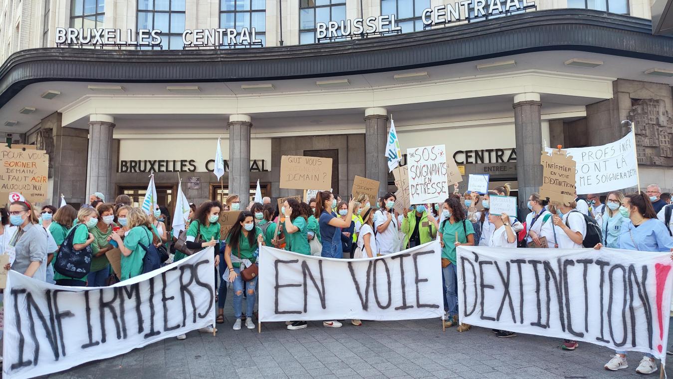 <p>Bereits im September demonstrierten Plegekräfte in Brüssel.</p>