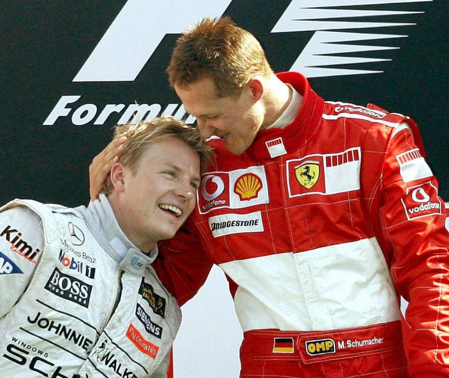 <p>Diese Aufnahme aus dem Jahre 2006 zeigt Kimi Räikkönen (links) an der Seite von Michael Schumacher.</p>