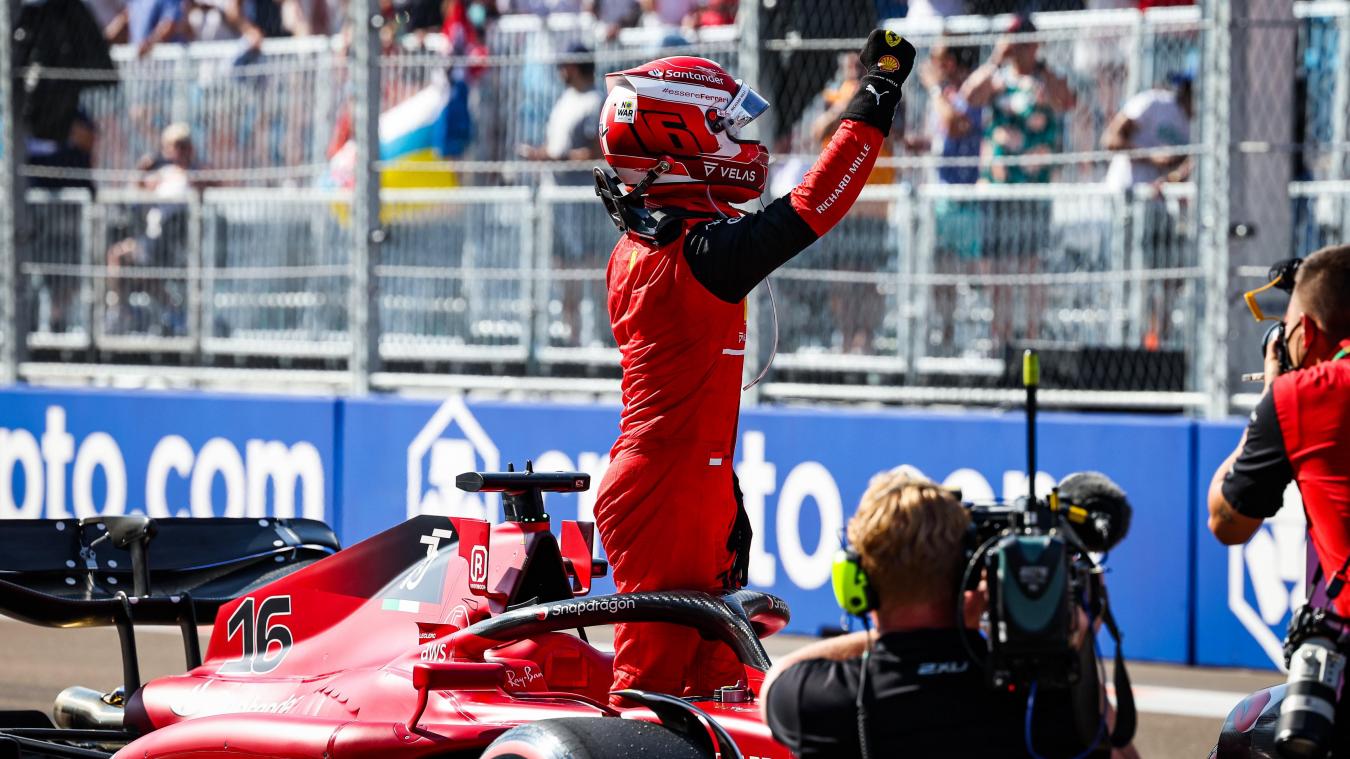 <p>Geschafft! Ferrari-Pilot Charles Leclerc startet im Miami von der Pole Position.</p>