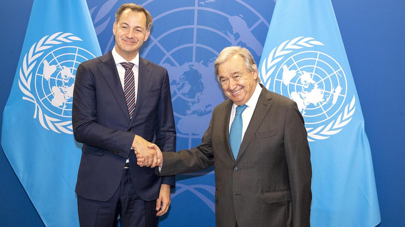 <p>Premier Alexander De Croo und UN-Generalsekretär Antonio Guterres in New York</p>