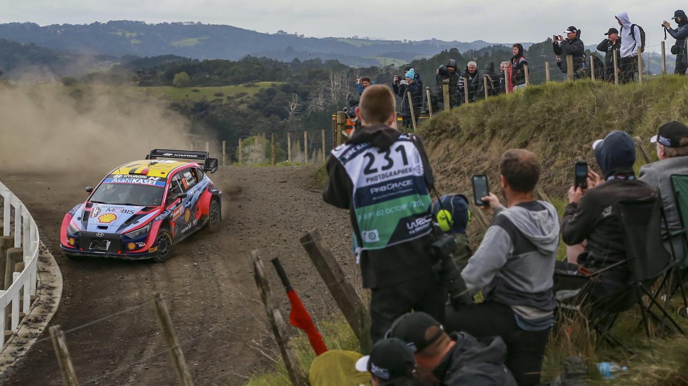 <p>Thierry Neuville (Hyundai) beim Shakedown der Neuseeland-Rallye.</p>