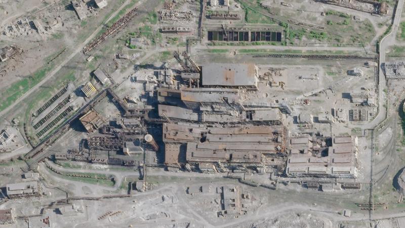 <p>Dieses Satellitenbild von Planet Labs PBC zeigt Schäden am Metallurgischen Kombinat Asow-Stahl in Mariupol.</p>