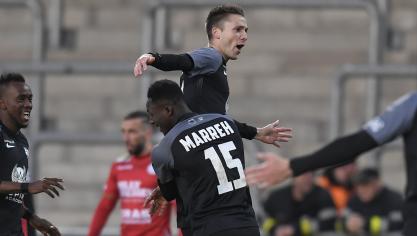<p>Nils Schouterden brachte die AS Eupen in der 10. Minute in Führung. Foto: David Hagemann</p>